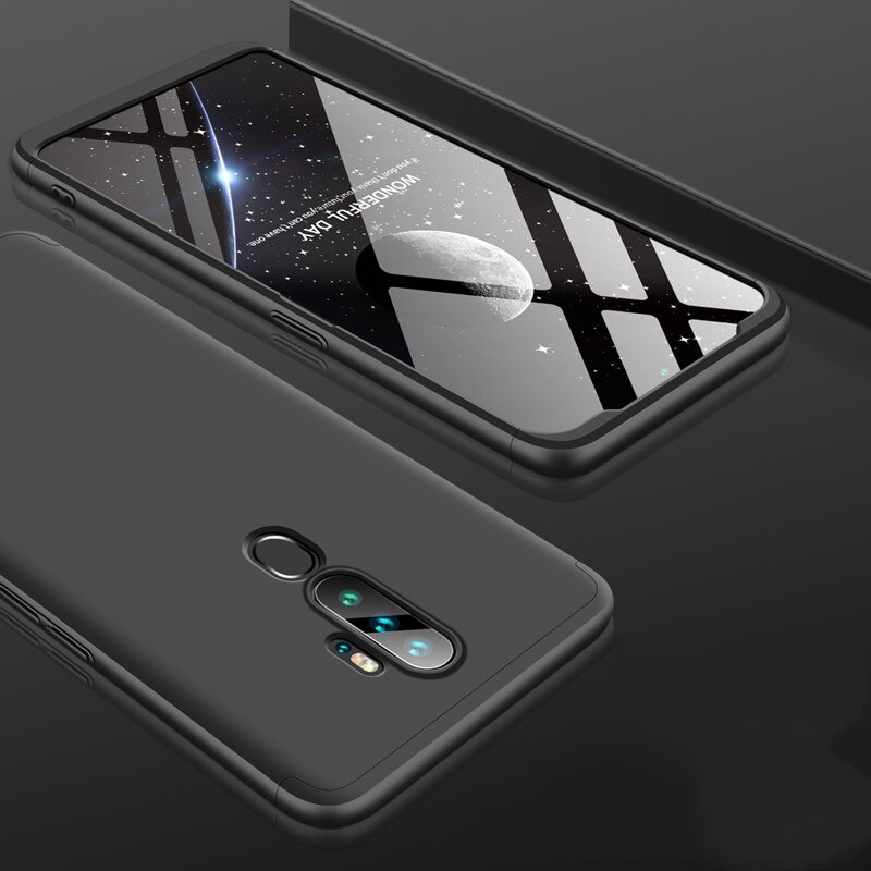 Voor Oppo A9 A5 Case Hard 3 in 1 Armor Matte Hybrid Beschermende Telefoon Cover Voor Oppo A11 a11X 360 Volledige Cover 6.5 inch: Oppo A5 2020 / Zwart