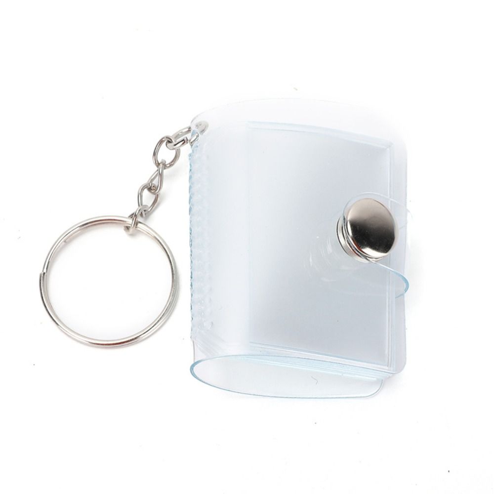 Con llavero Mini álbum de fotos de botón a presión almacenamiento Simple tarjetero de fotos DIY PVC álbum de bolsillo portátil: Borgoña