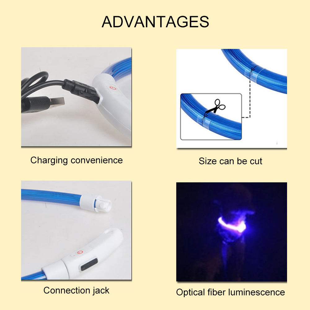 NICEYARD-Collar luminoso LED Usb para perro, recargable, nocturna, intermitente de seguridad, brillante