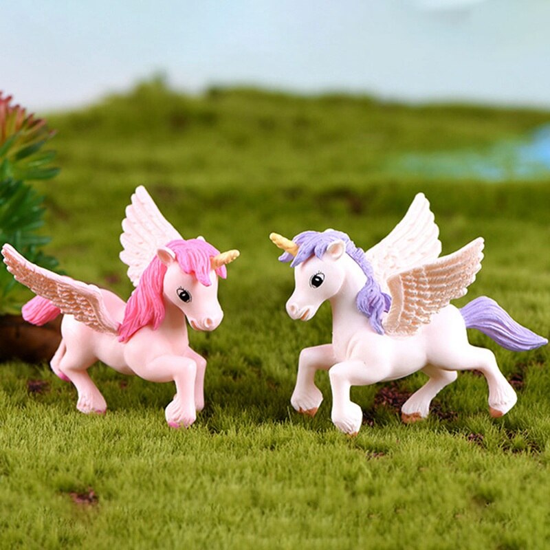 1Pc Cute Unicorn Miniatures Figurines Fairy Garden Ornaments Craft Micro Landscape DIY Home Decoration Accessories