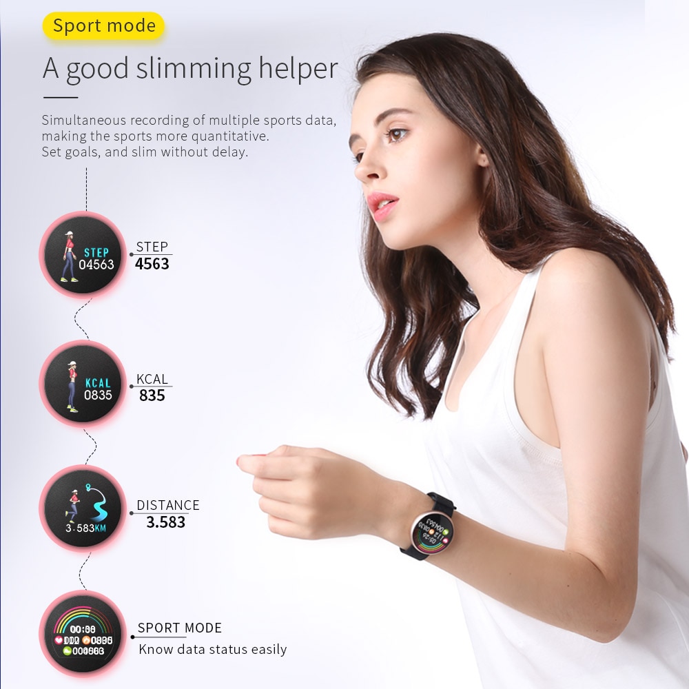 SKMEI Women's Smartwatch - Heart Rate & Period Tracker, Waterproof, PU Band, 450+ mAh Battery