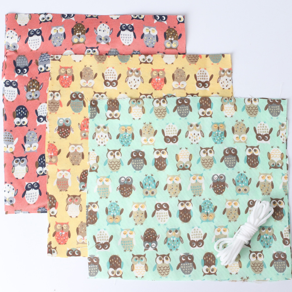 Tissu en coton texturé 18x20cm 6 pièces | Ensemble de 2m, cordes de masque élastiques, boucles rondes suspendues, couture sur fournitures de bricolage: Set 3