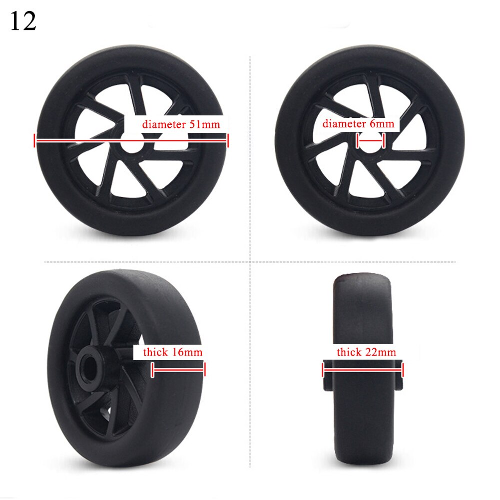 2 pcs Suitcase Wheels Luggage Box Replacement Wheel Axles Casters Black Different Pattern Wheel Suitcase Accessories: 12