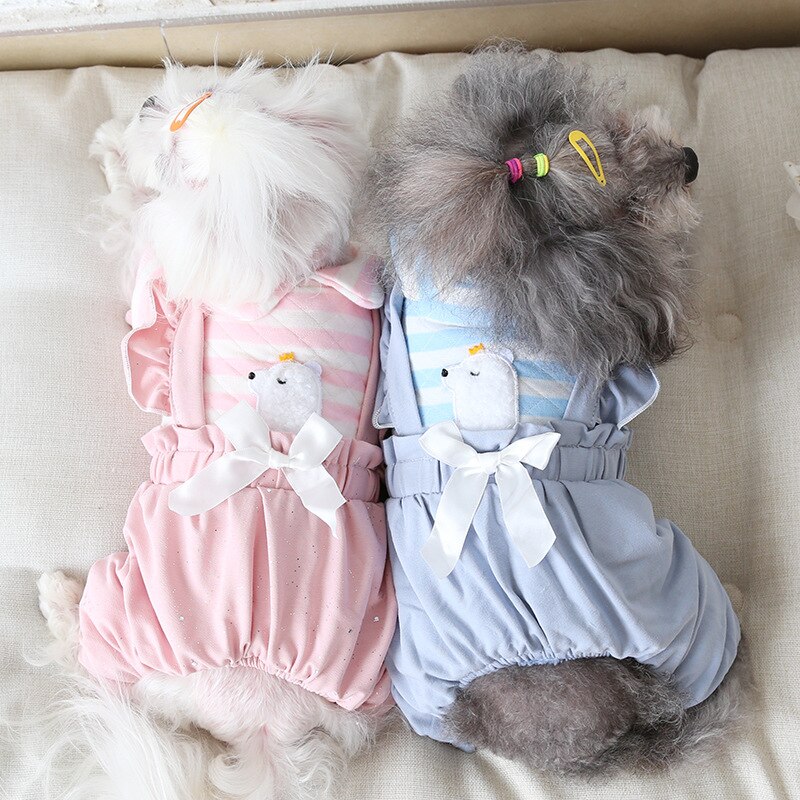 Gestreepte Jumpsuits Voor Honden Herfst En Winter Winter Jumpsuit Voor Honden Vier-Legged Pet Dikker Overall Roupas Para Huisdier jumpsuit