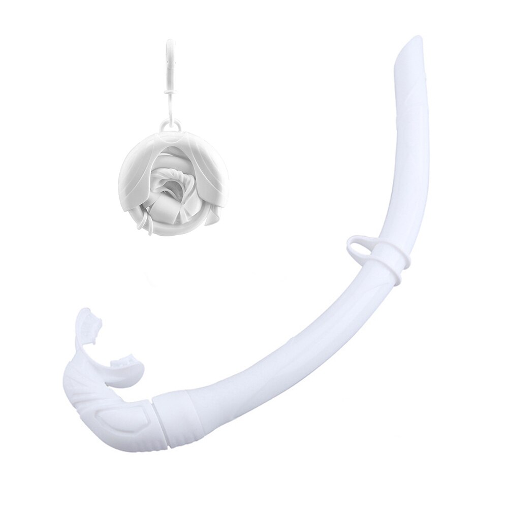 Tuba pliable en Silicone pour hommes et femmes, avec étui de rangement Compact, Tube de respiration humide pour la plongée en apnée: WHITE