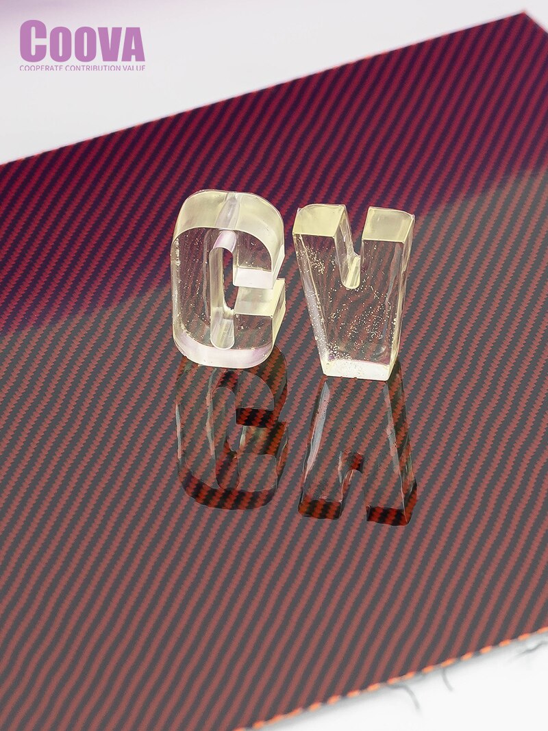 F504 COOVA Red &amp; Carbon Fiber Sheet Twill Real Carbon Fiber Plate Board Sheet Epoxy Composite Thickness 0.4mm DIY Decoration
