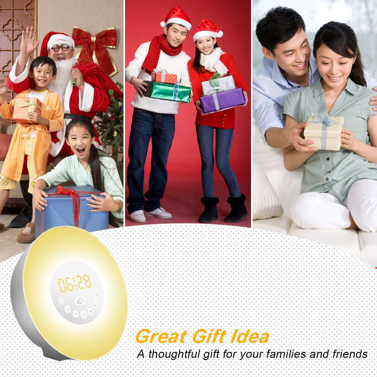 LED Licht Digital Wecker Wake Up Licht Alarm Usb-schnittstelle Digitale Uhr FM radio Klingt Funktion 7 Farben Licht