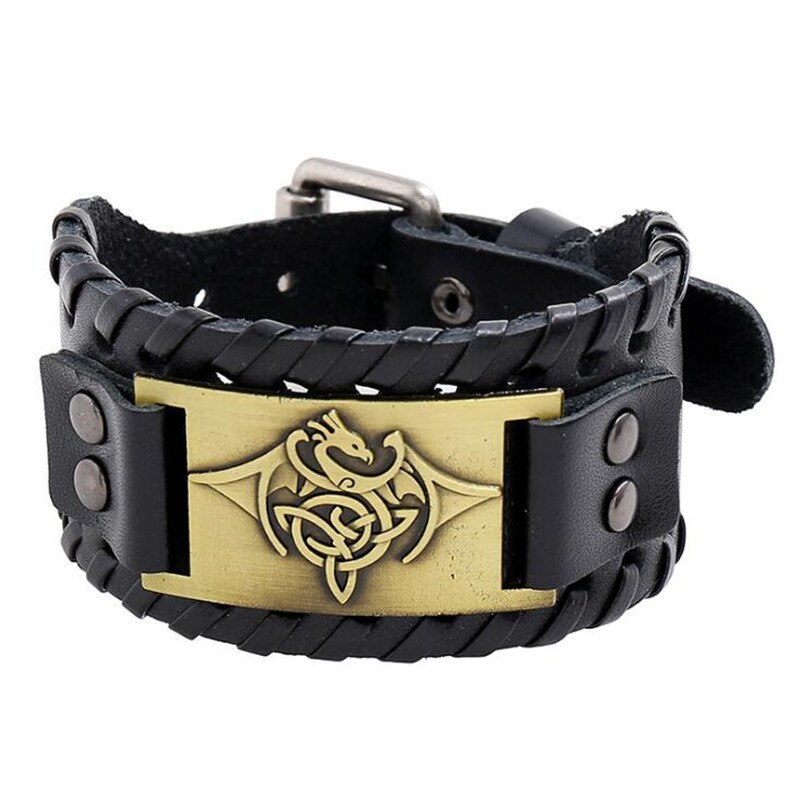 Pulsera vikinga Vintage para hombres, pulsera de Metal con imagen religiosa, pulsera ajustable para hombre, joyería: AB3