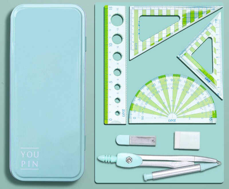 Set of Rulers, Compasses, Drawing Four-piece Ruler, Elementary and Middle School Students, Triangle Protractor, Test Ruler Set: 3