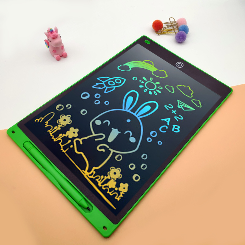 12 Zoll elektronisches Zeichenbrett (Helligkeits steigerung um 20%), Schreib tablet für Kinder, buntes Bildschirm-Doodle-Board: green