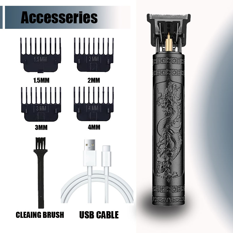 Cortadora de pelo eléctrica T9, recortadora de barba inalámbrica USB, Kit de aseo, Máquina para cortar cabello para estilistas: Marfíl