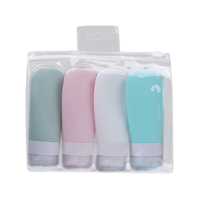 Botellas Vacías de silicona para viaje, botes portátiles a prueba de fugas, tubos rellenables exprimibles, champú, loción, Gel de ducha, 38/60/90ml, 4 unids/set por juego