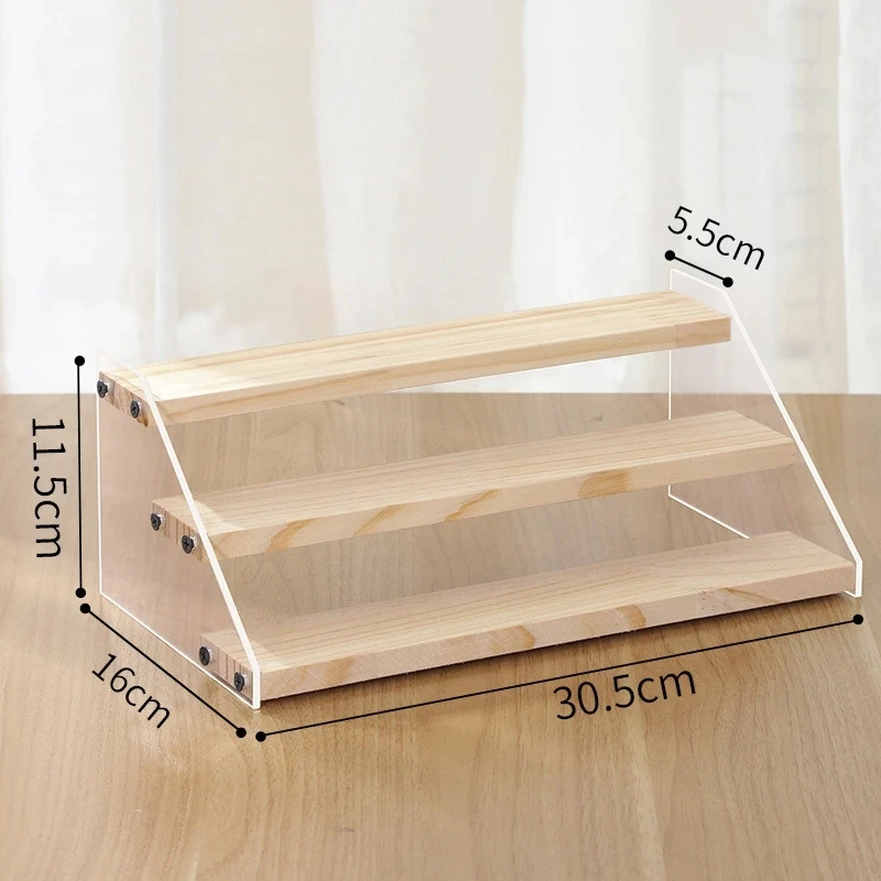 Présentoir en bois acrylique, support de maquillage, organisateur de parfum, étagère à 2-7 couches, figurine d'action, poupée, jouet, échelle, vitrine, supports de rangement