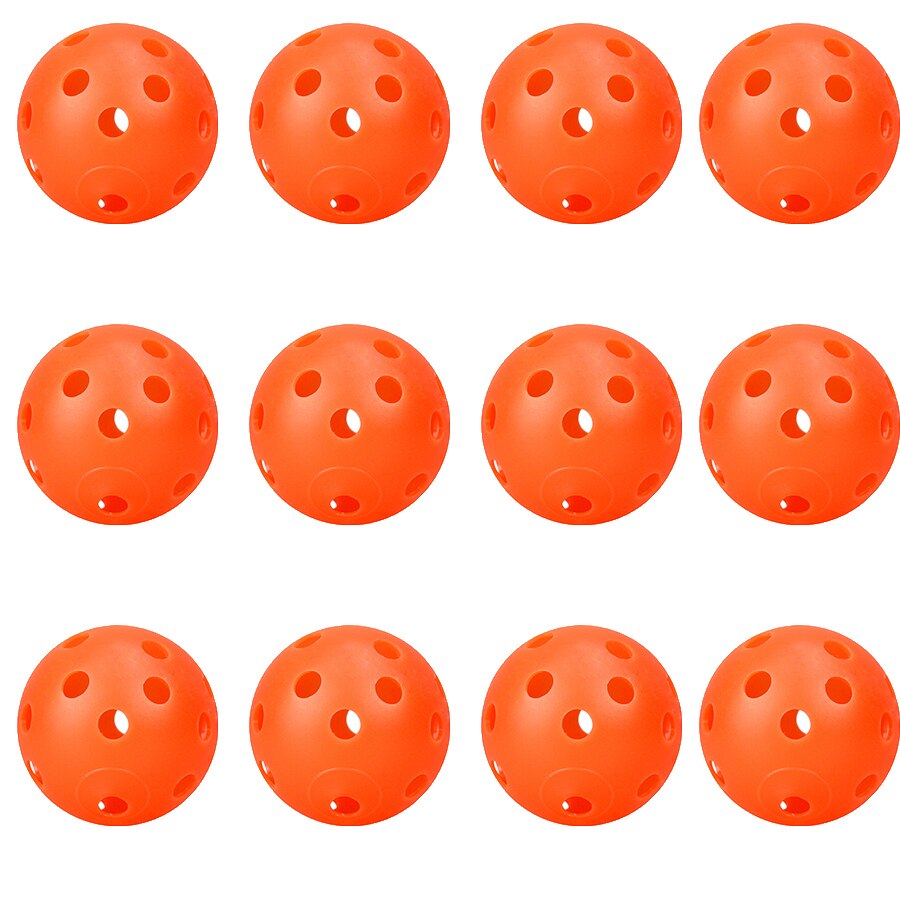 Pelotas para practicar Golf, pelota hueca de plástico para entrenamiento, de colores, de flujo de aire, para practicar, rango de conducción, 12 Uds.: Orange