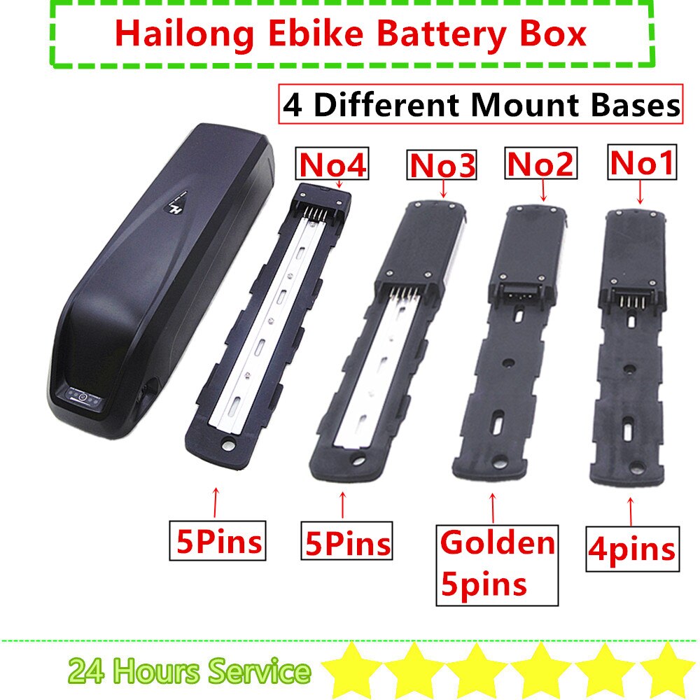 40 50 52 56 pcs 18650 cells Hailong Hailong1 Ebike Battery Case 24V 36V 48V 52V Down Tube Shark Electric Bike Battery Box