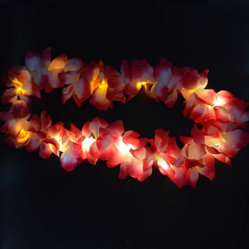 DE BODA carnaval LED Hawaiano LEI HULA luz flor collar guirnalda de de disfraces mucho