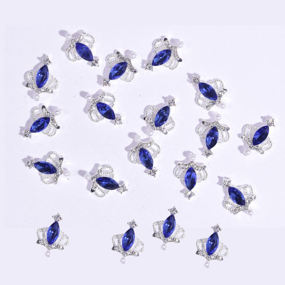 100 stk/parti negle charme sæt metal bi/ krone/ spider krystal strass negle kunst sten legering 3d negle charm dekoration: Mønster 9-100 stk