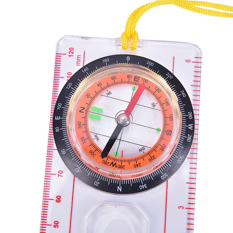 Règle de Camping de randonnée Portable en plein air, loupe de carte, boussole remplie de liquide