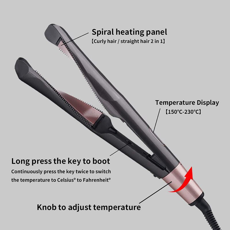 2in1 fers à lisser bigoudi boucleur céramique spirale torsadé plat panneau chauffant Ions négatifs lisseur vague cheveux Style