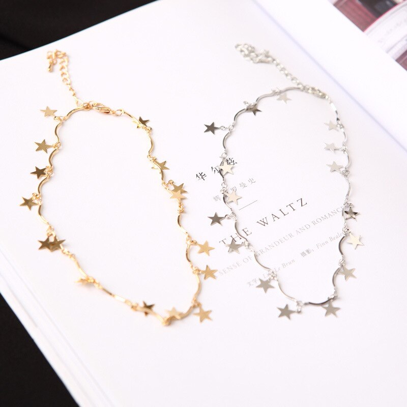 South Korea Bijoux fine simple star chain clavicle short section wave necklace manufacturers Statement Necklace