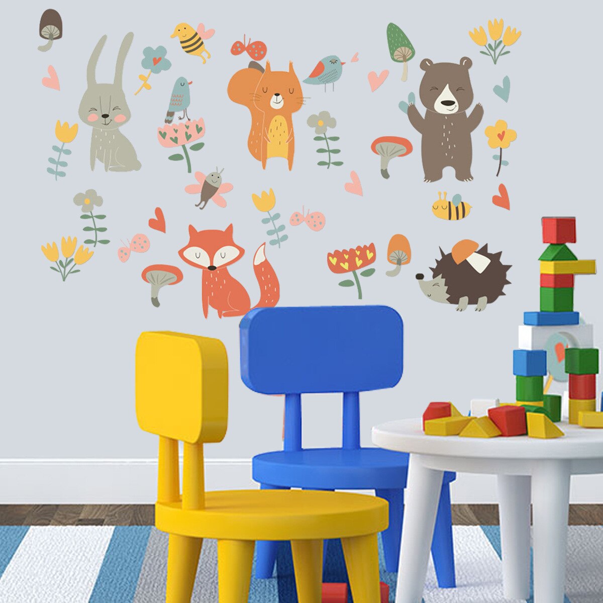 Animal Party Forest Kids Room Wall Stickers Removable Nursery Decor Kindergarten Art Kids Wallpaper Posters Home Decoration