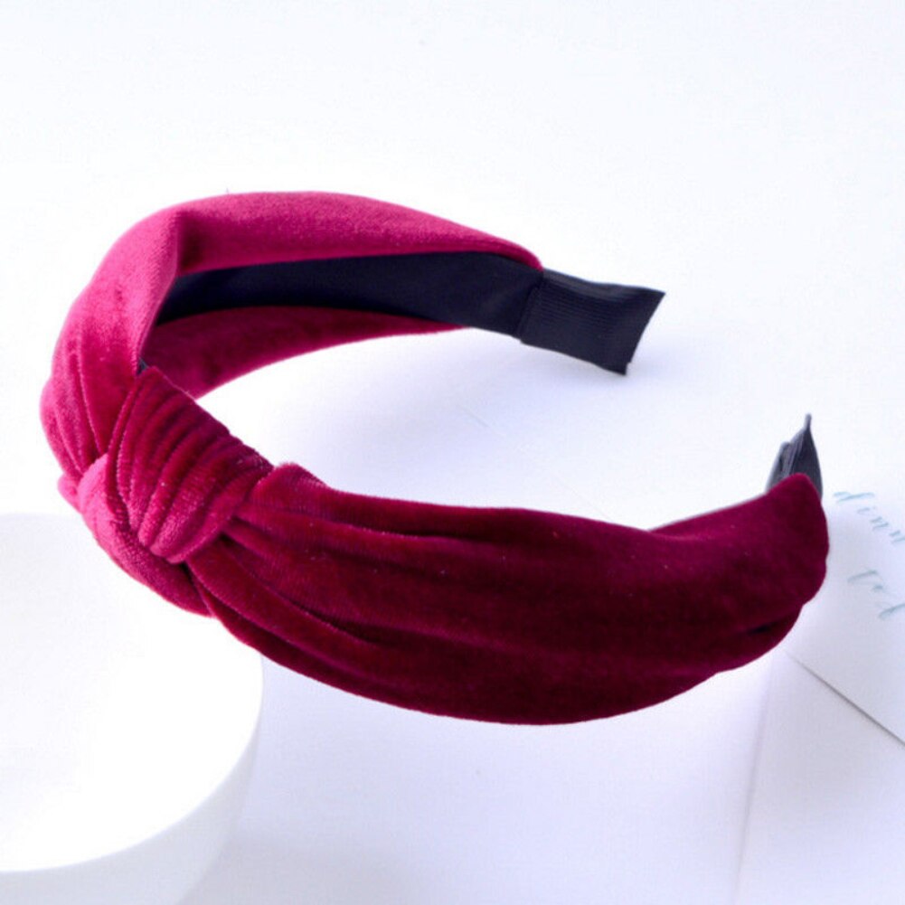 Bandeaux en mousseline de soie de couleur unie pour femmes, couvre-chef avec nœud croisé, accessoires pour cheveux: Wine Red