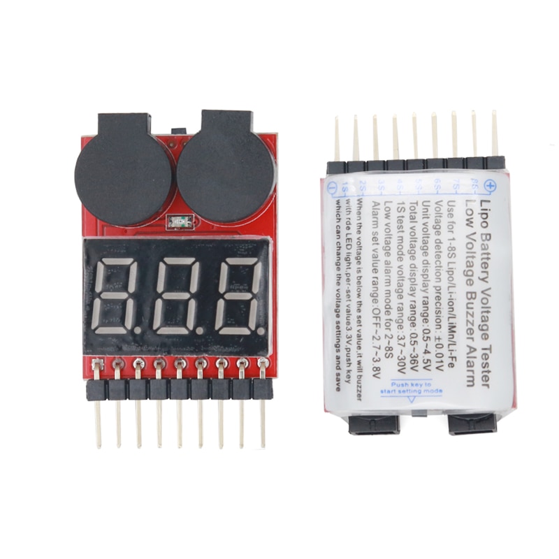 1-8 S Lipo Accuspanning Tester Laagspanning Volt Zoemer Batterij Lipo Voltage Indicator Monitor checker met LED licht 20%