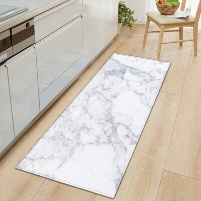 Marmor-slip køkkenmåtte moderne område tæpper dørmåtte gang bademåtte stue altan badeværelse trykt tæppe: Hvid / 40 x 120cm