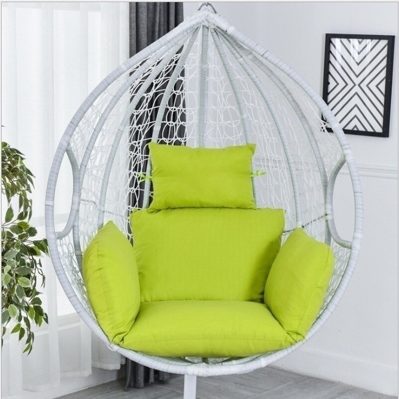 9 Colors Hanging Egg Hammock Chair Cushion Swing Seat Cushion Thick Nest Hanging Chair Back with Pillow: Green