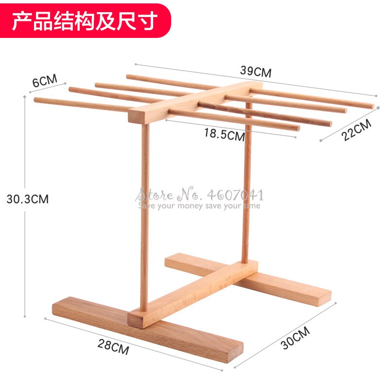 8 Rij Houten Handgemaakte Spaghetti Pasta Droogrek Vermicelli Linguine Noodle Opknoping Stand Multifunctionele Keuken Opslag Rack