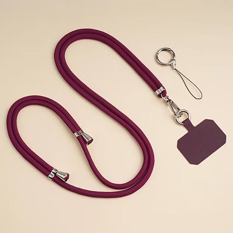 Universele crossbody telefoonkoord met clip, verstelbare lange nekband, anti-verlies hangkoord voor mobiele telefoon, reizen, werk, dagelijks gebruik: Champagne goud