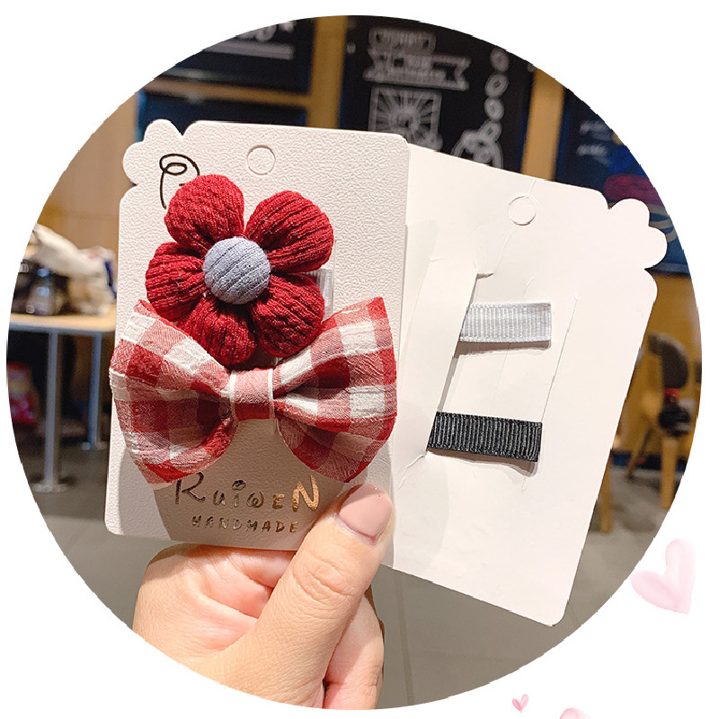 Bebê clipes de cabelo pinos para crianças kawaii pequenas flores da criança do bebê meninas xadrez acessórios para o cabelo conjunto criança barrettes bb clipe arco