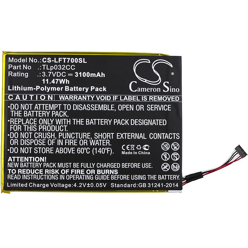 Cameron sino 3100mah bateria para alcatel 9005x um toque pixi 8 8.0 3g OT-9005X, tlp032cc