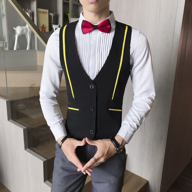 Chalecos de vestir de Para Hombre, traje ajustado informal, chaleco, camarero, club nocturno, trajes con chaleco, chaleco Para Hombre