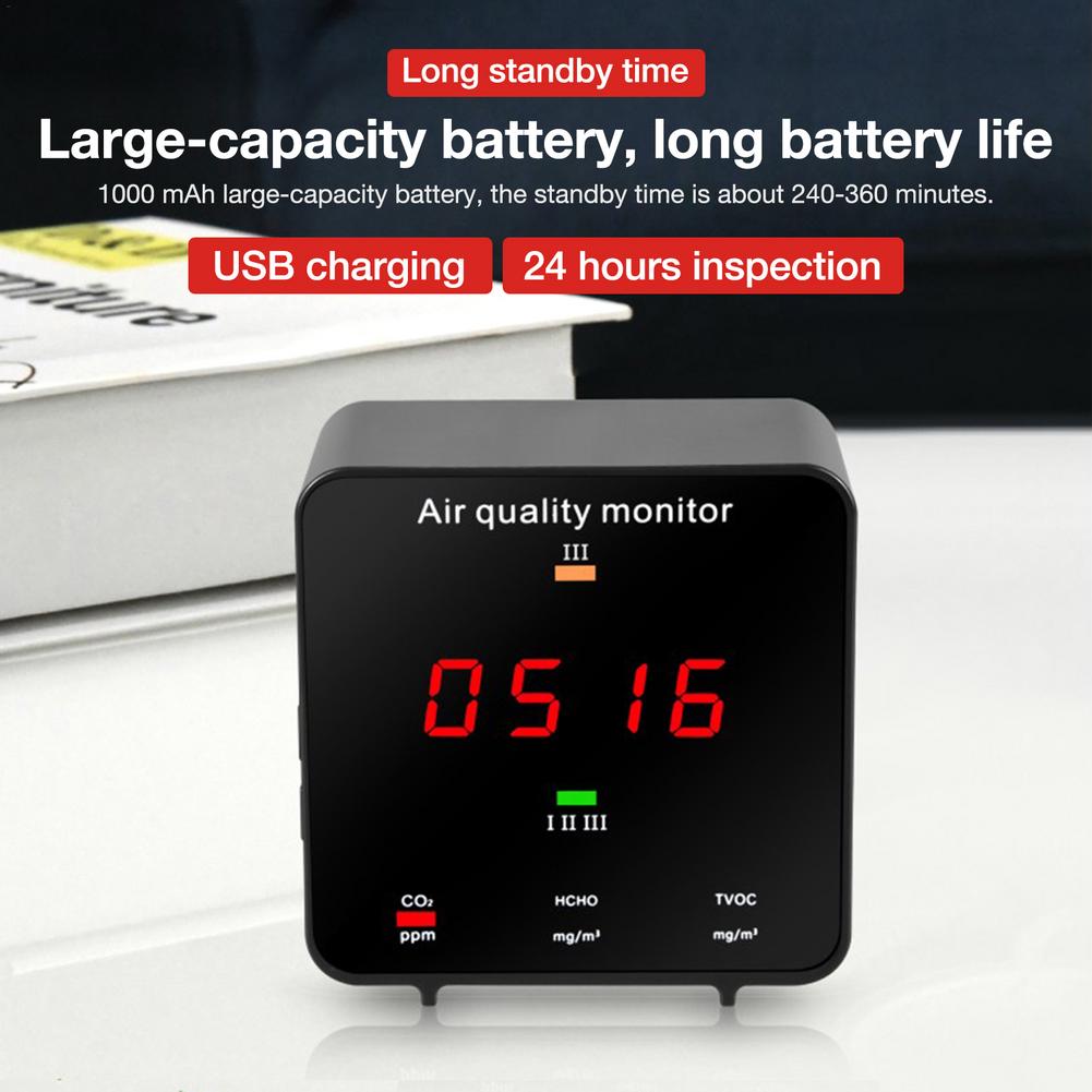 Air Tester KF-906B Multifunctional Digital Screen Air Monitor Carbon Dioxide TVOC HCHO CO2 AQI Tester Detector