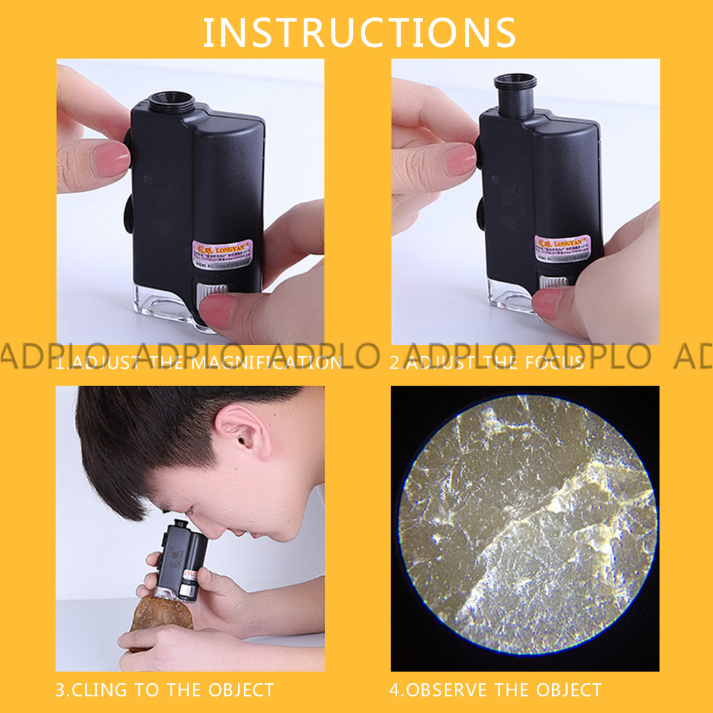 ADPLO 100X Zoom LED Magnifier Clip Microscope Suit For Tablet iPad LG Mobile Phone PC iPhone