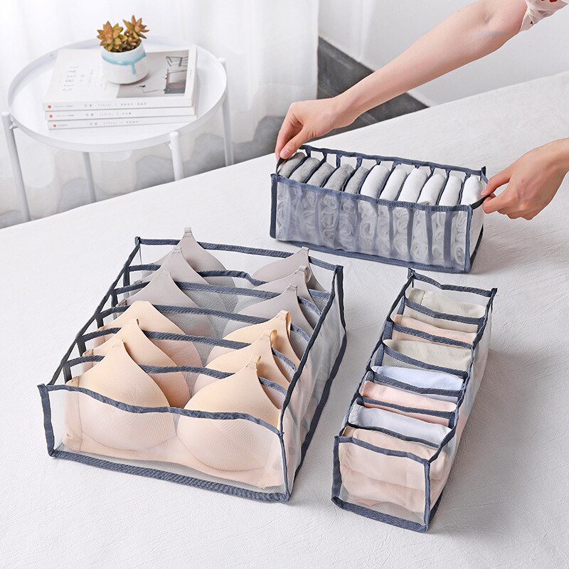 Boîte de rangement grilles soutien-gorge sous-vêtements organisateur boîte de rangement placard organisateur diviseur boîtes pliable sous-vêtements sac de rangement