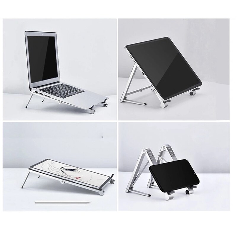 3 In1 Mini Draagbare Metalen Houder Tablet Telefoon Laptop Stand Folderable Houder Voor Ipad Mobiele Cellphone Notebook