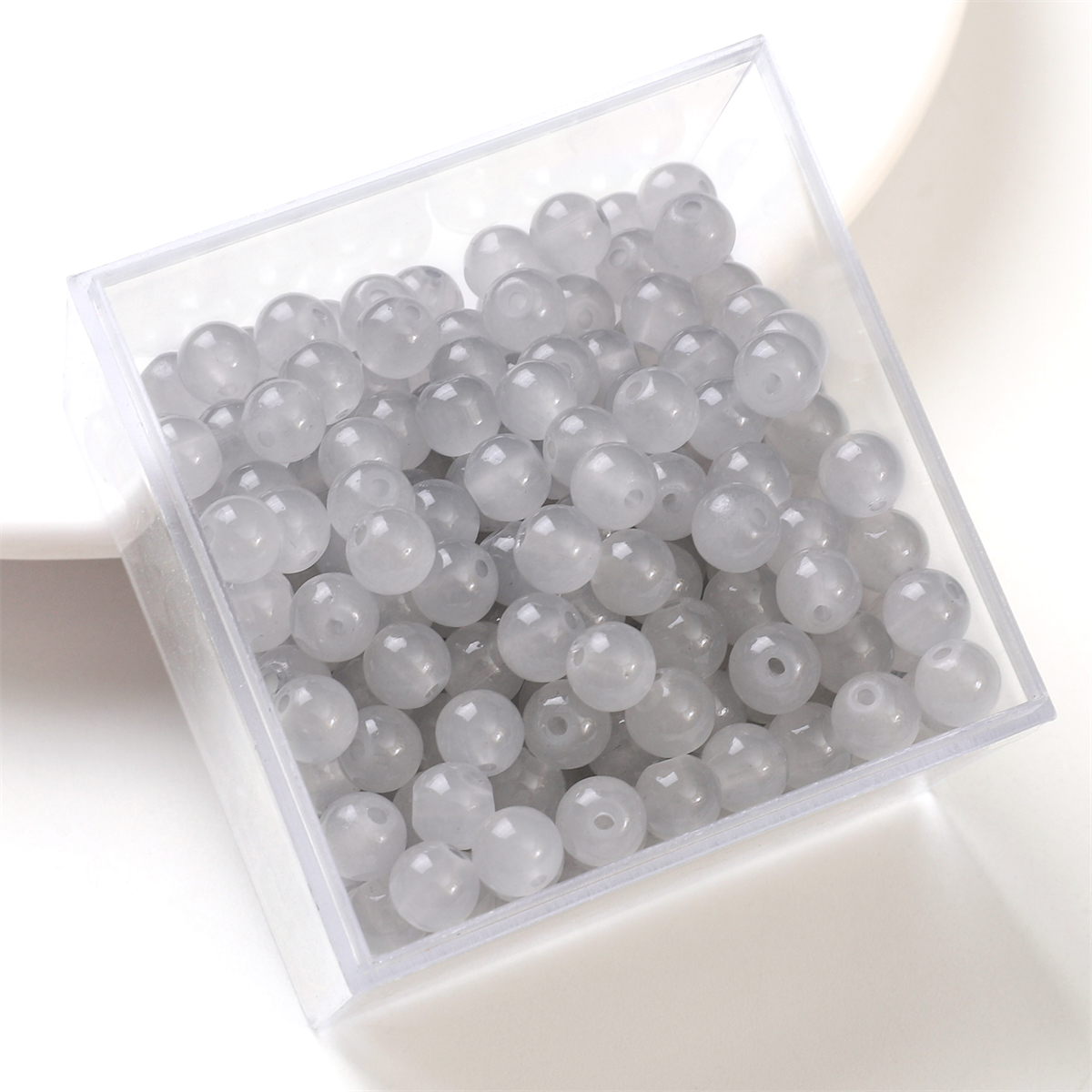 50pcs 6mm gelée de verre couleur unie Imitation Jade perles rondes perles en vrac bricolage à la main collier Bracelet perles bijoux accessoire