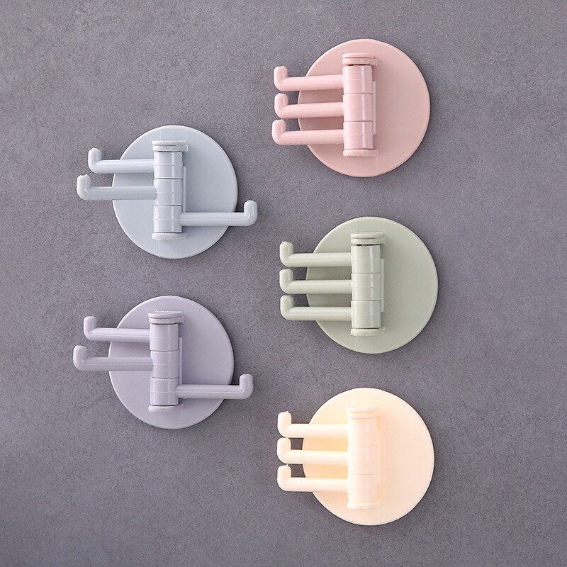 Rotary hook plastic hook bathroom wall hanging clothes towel hook household paste multifunctional hook free punching