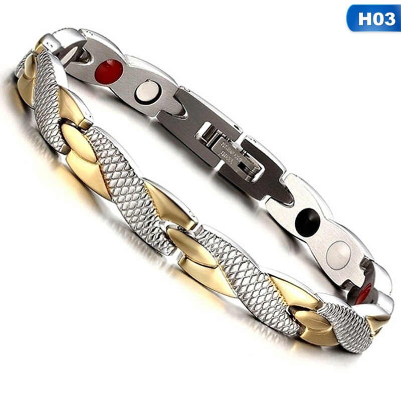 Adjustable Magnetic Therapy Silver Bracelet Stainless Dragon Energy Gold Bangles Men Women Health Care Jewelry Accessories: 03