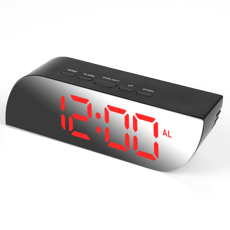 To-mode digitalt led stort vækkeur keystone spejl tid temperatur display vækkeur bord ur digital alarm