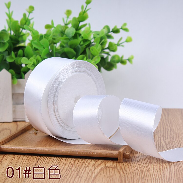 6-10-15-20-25-38-50mm White Satin Ribbons Christmas Halloween Party Wrapping Wedding Baby Shower Birthday Decoration Ruban: 50mm