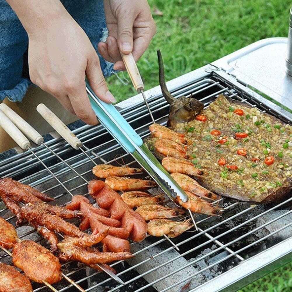 8 stücke Stahl Spieße BBQ Werkzeuge einstellen