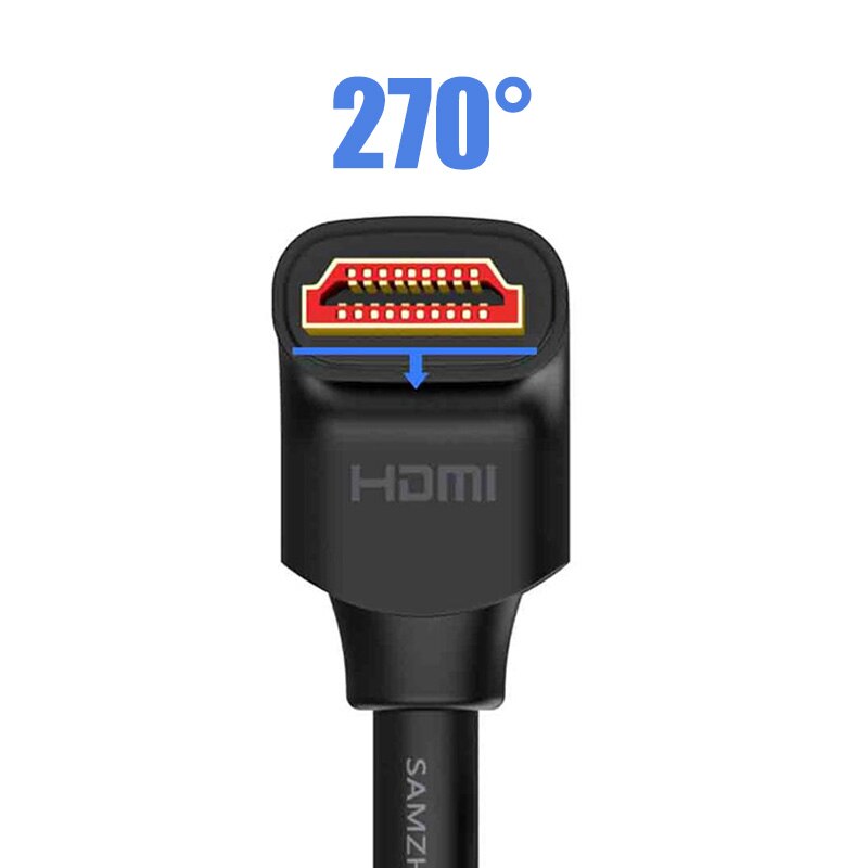 SAMZHE 4K HDMI 2.0 Cable 90/270 Degree Angle Adapter HDMI Cable 2K*4K 1080P 3D for TV PC Projector PS3 PS4 Laptop: 270 Degree / 5m