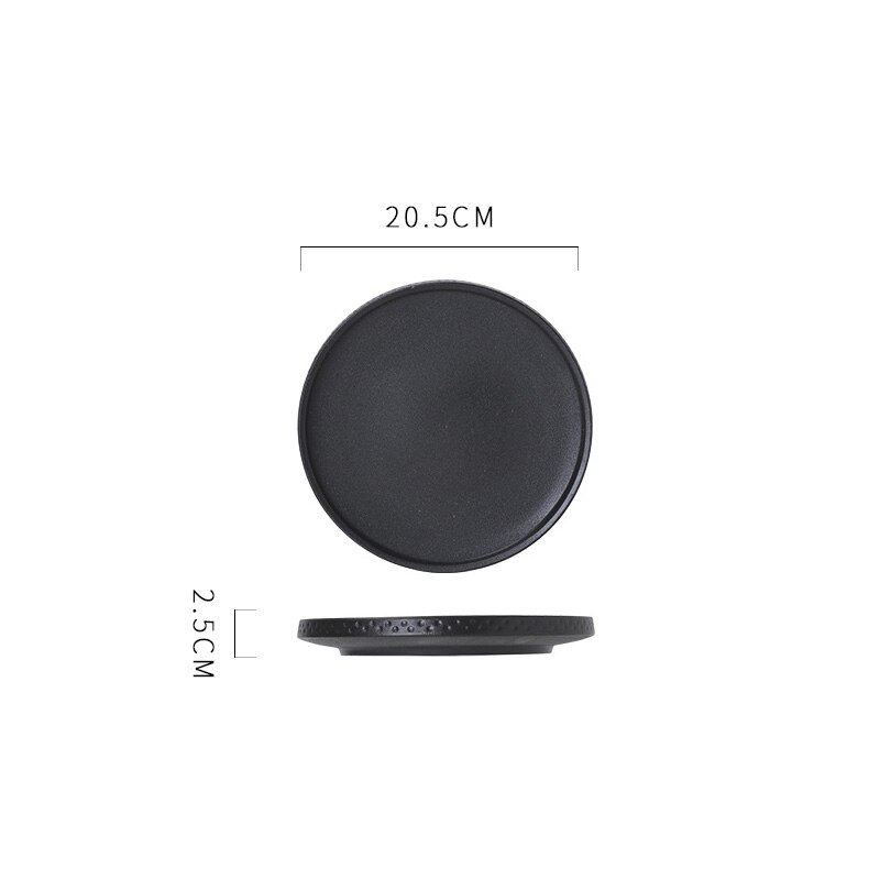 Matte Hammer Pattern Dinner Plates Japanese Modern French Western Ceramic Plate Restaurant Hotel Serving Tray Fruit Salad Bowl: BK-20.5x2.5cm