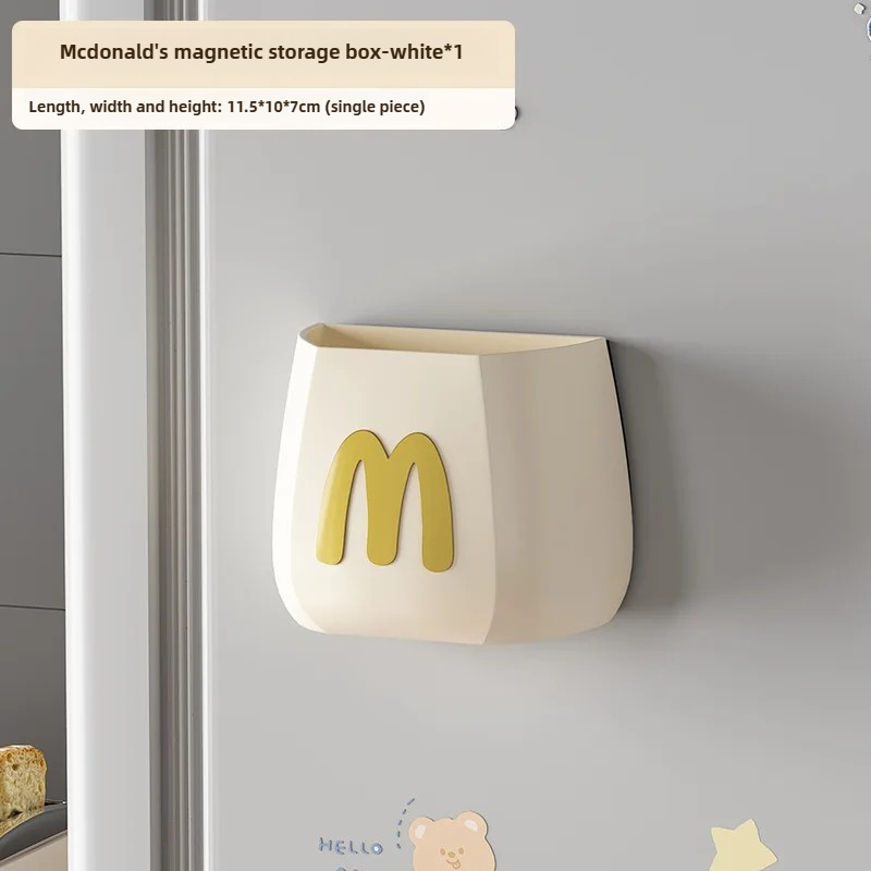 Conteneur de rangement de cuisine, boîte de rangement magnétique pour réfrigérateur, sans trou, mural, décoration de maison, articles de cuisine, aimant: Gris clair