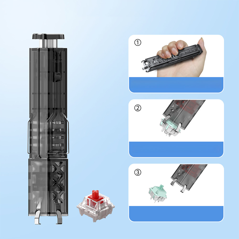 Ściągacz robić przełączników i keycapów 2 w 1, narzędzie robić czyszczenia przełączników klawiatury mechanicznej i klawiatury gamingowej.
