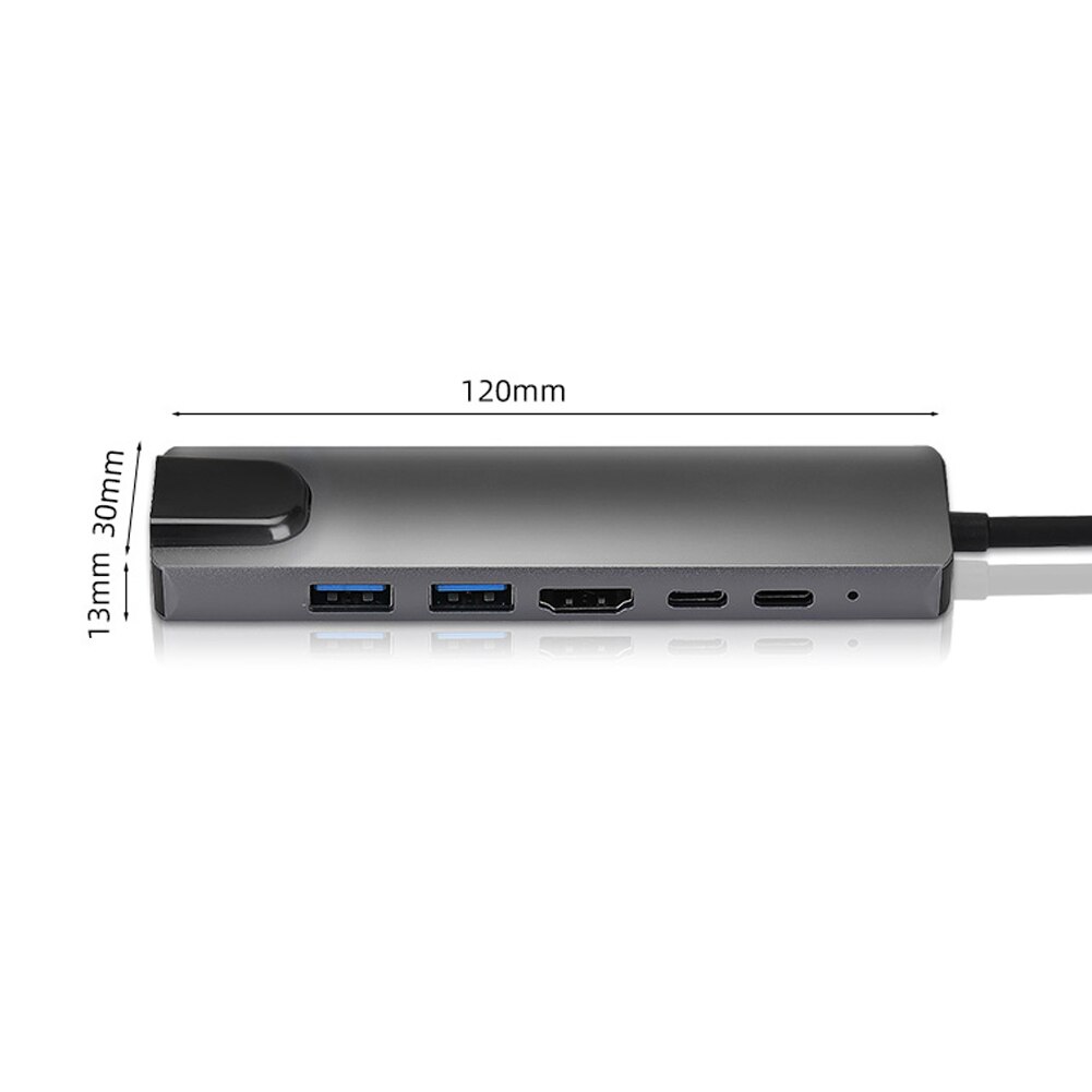 Convertitore Docking HUB USB C 6 in 1 2 USB 3.0 4K adattatore di ricarica PD type-c 100W compatibile HDMI RJ45 Multi USB Station