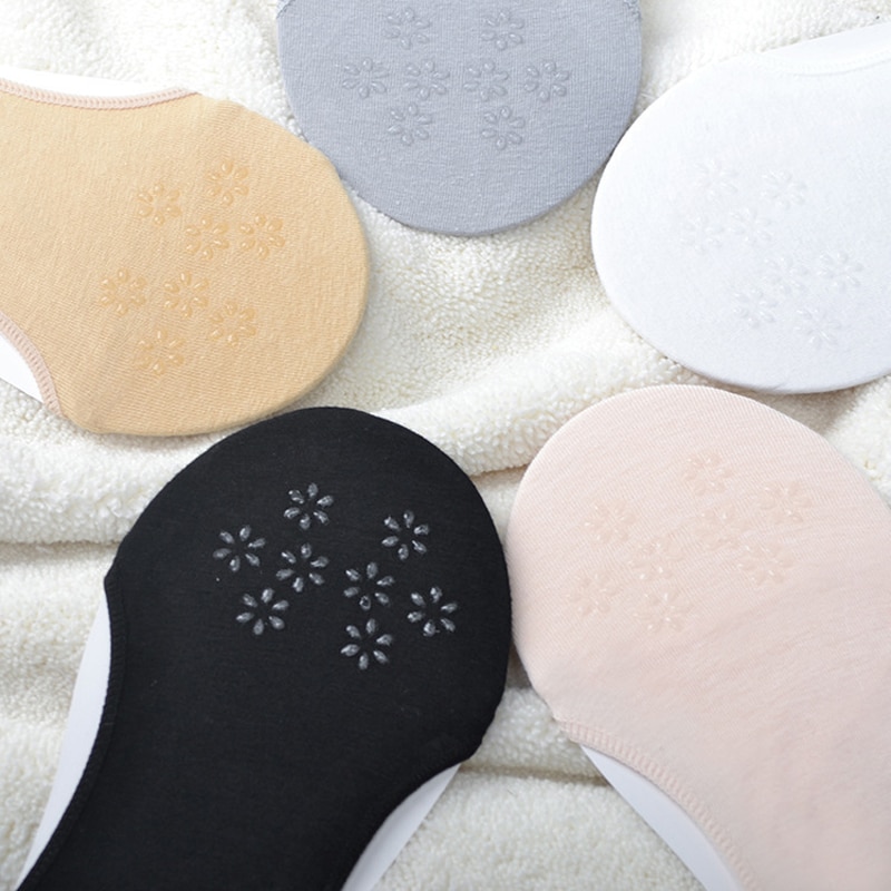 Lot de 3 paires de chaussettes bateau d'été pour femmes, antidérapantes, en silicone, invisibles, pour chaussures à talons hauts